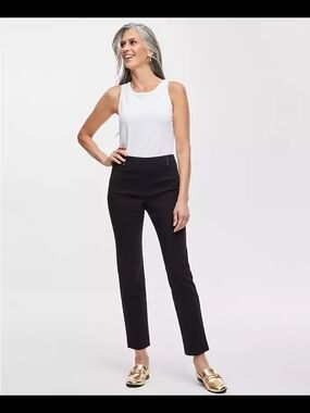 Petite Black Tummy Control Office Pull  On  Pants,  Large